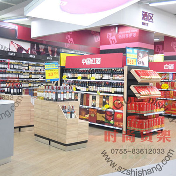 超市貨架_紅酒促銷臺